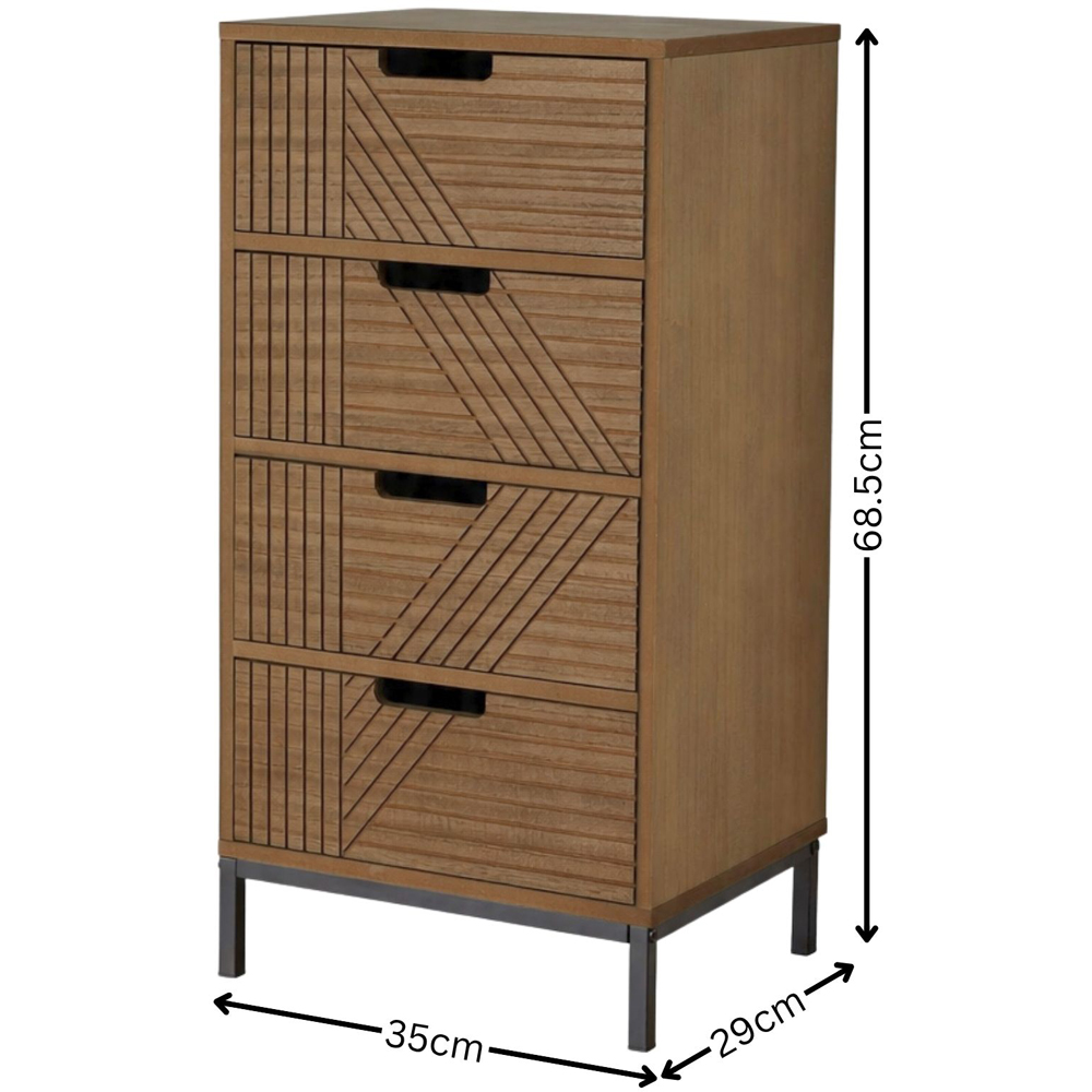 Home Source Mundesley 3 Drawer Wooden Geometric Storage Unit Image 8