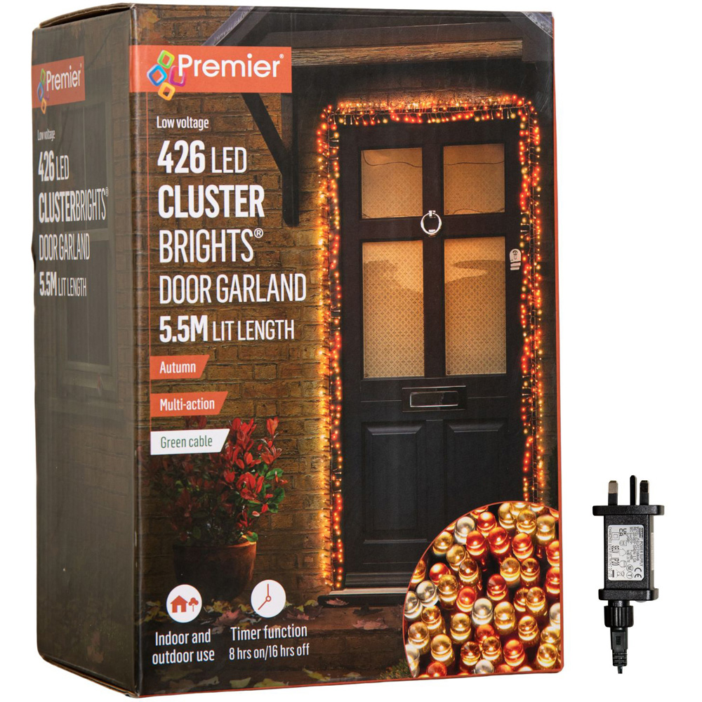 Samuel Alexander 426 Multicolour LED Green Cable Autumn Twist Door Garland 18ft Image 2