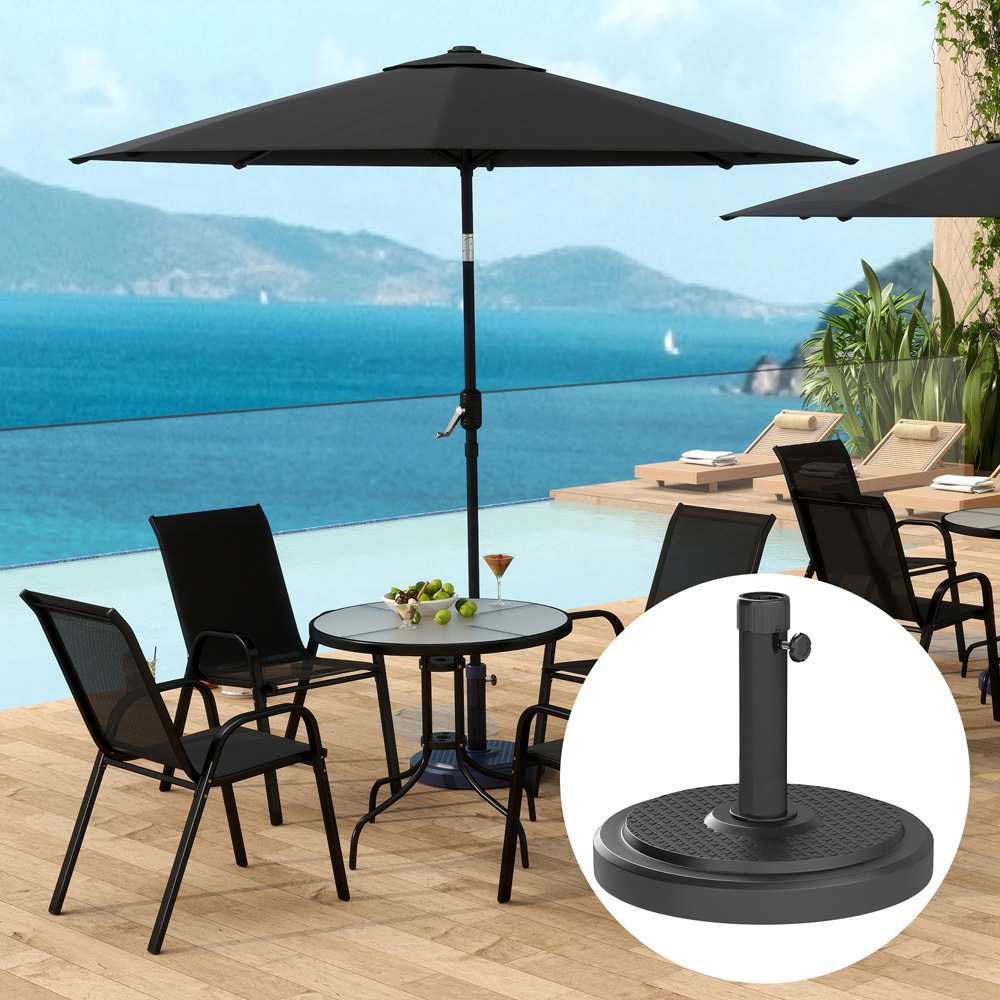 Outsunny Black Round Parasol Base 22kg Image 2