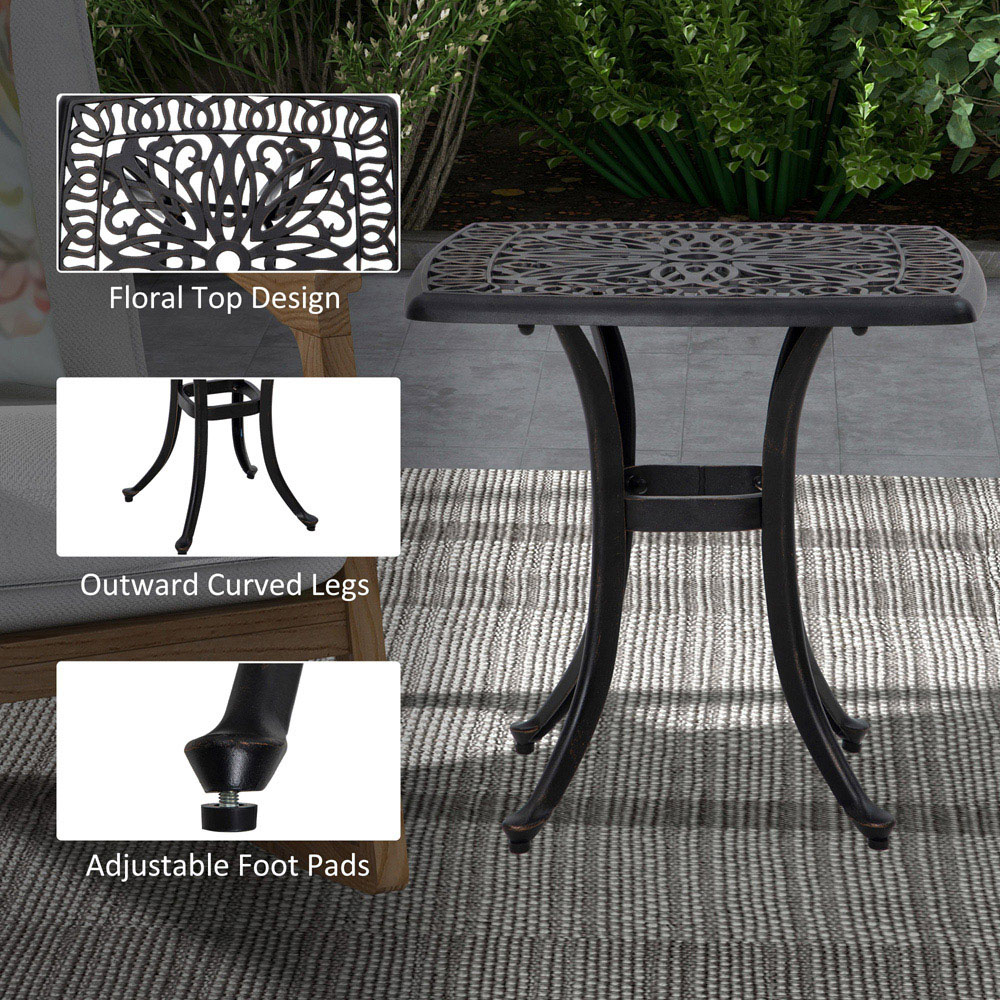 Outsunny Bistro Table with Umbrella Hole Bronze Tone Image 6