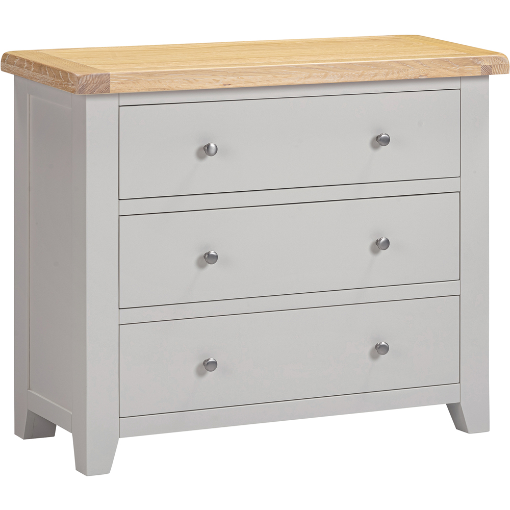 Seconique Windsor 3 Drawer Pebble Grey and Oak Storage Chest Image 2