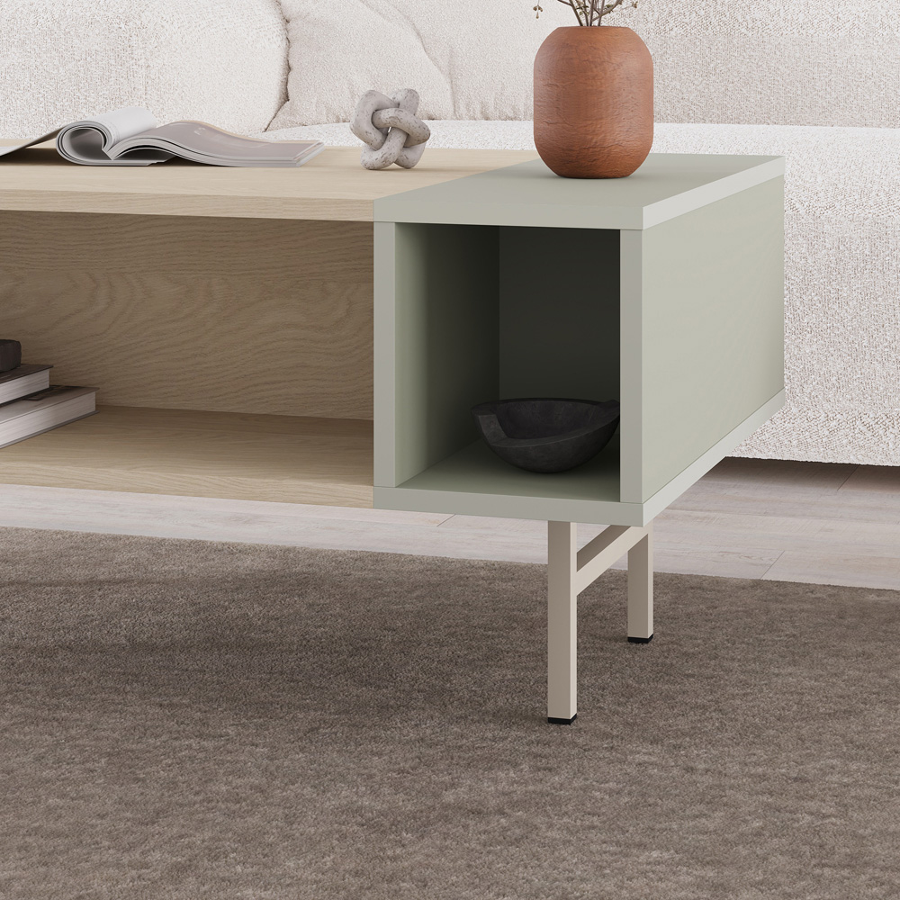 Decortie Mona 4 Shelf Ash Green Sonoma Oak Coffee Table Image 3