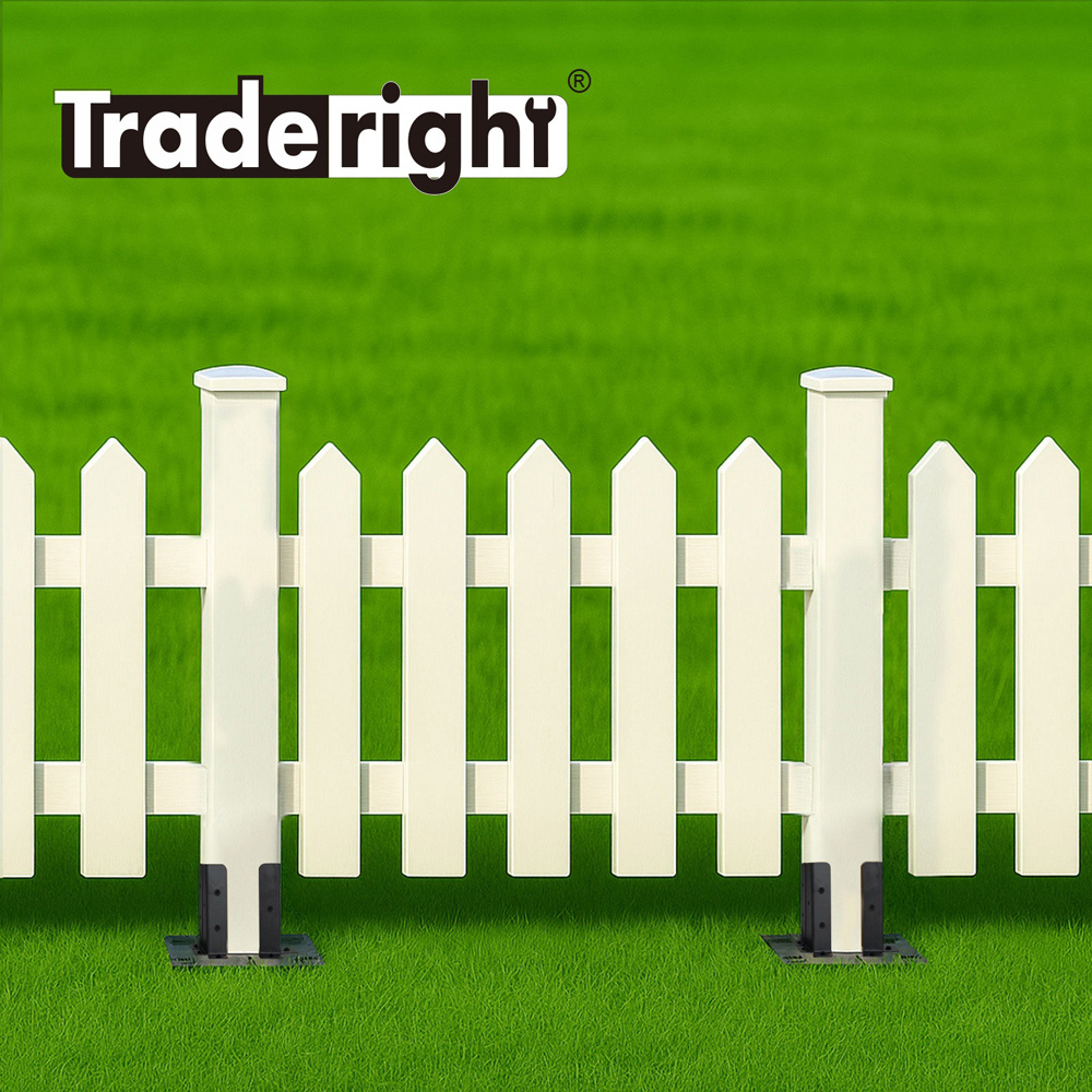Traderight 8 Piece Black Iron Fence Post Support Bracket with Screws Image 5
