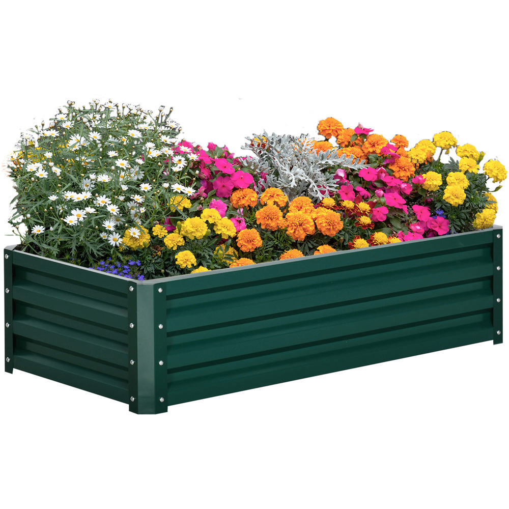 Outsunny Green Galvanised Steel Raised Garden Bed Planter 30.5 x 60 x 120cm Image 1