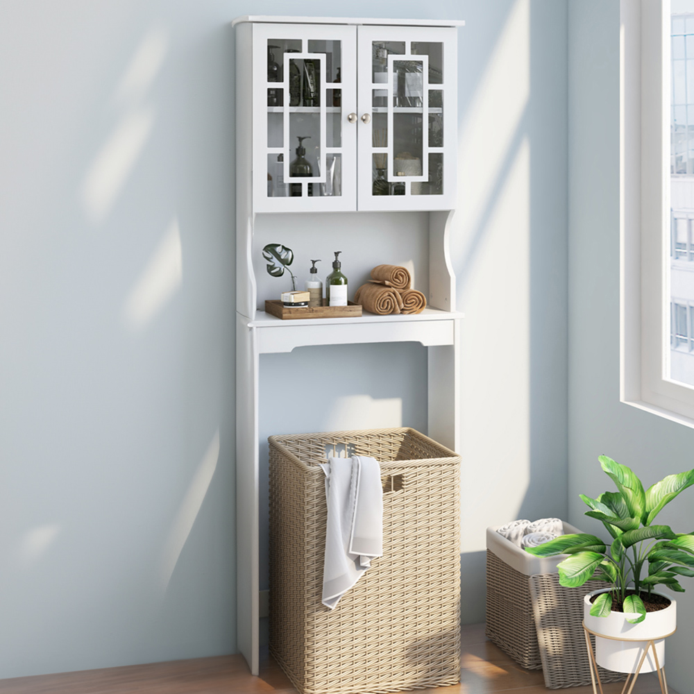Costway 2 Door 1 Shelf White Storage Cabinet Image 1