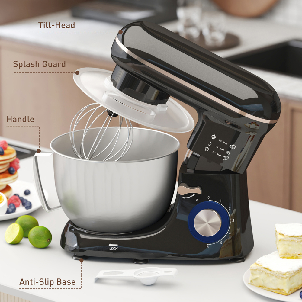 HOMCOM 800-250V70BK Black 4.5L Electric Stand Mixer with Dough Hook 1400W Image 8