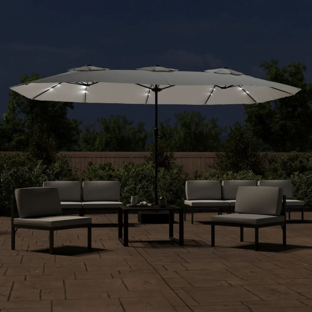 vidaXL White LED Double Head Parasol 4.5 x 2.6m Image 2