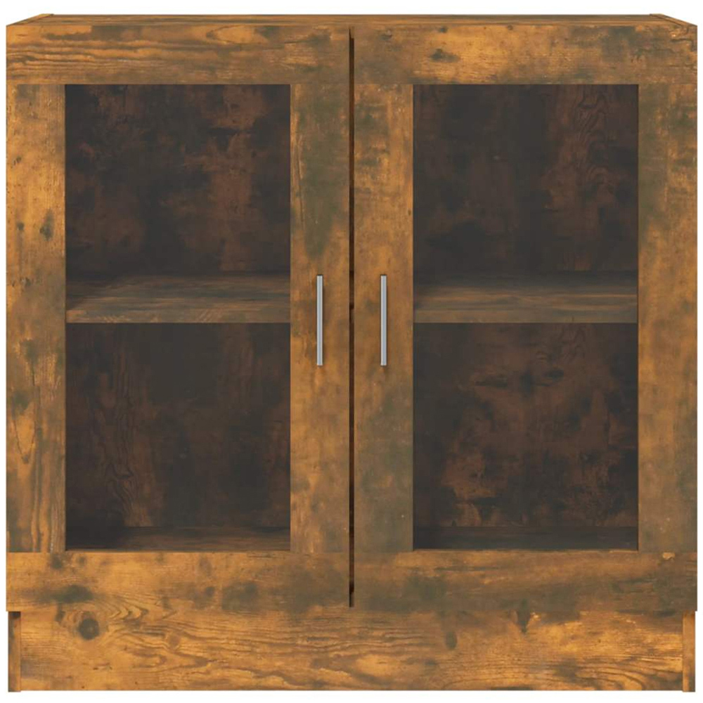 vidaXL Vitrine 2 Glass Door Smoked Oak Storage Cabinet Image 4