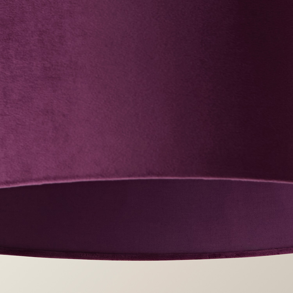 ValueLights Ashley Plum Velvet Squat Drum Easy Fit Lamp Shade 45cm Image 5