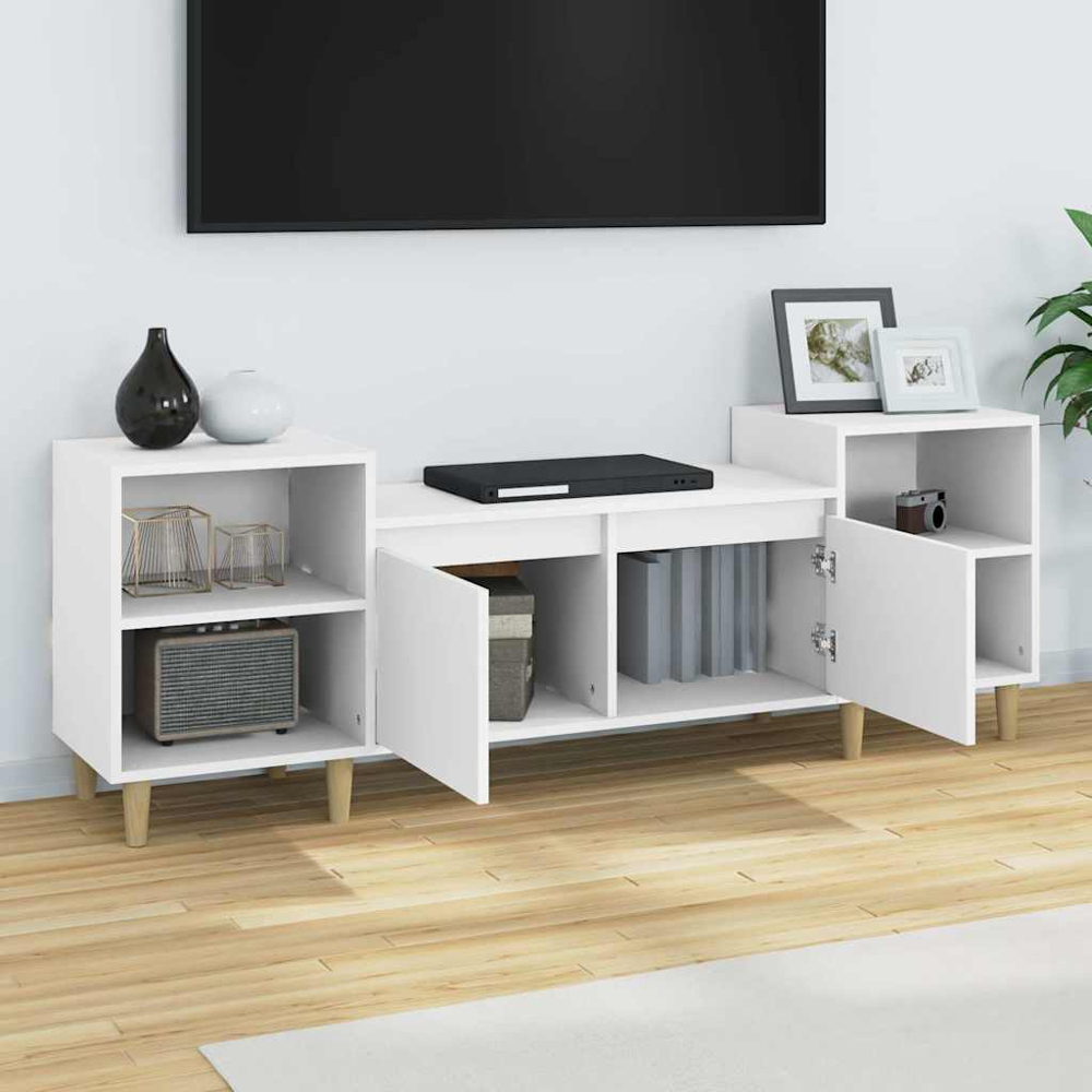 vidaXL 2 Door 4 Shelf White TV Cabinet Image 8