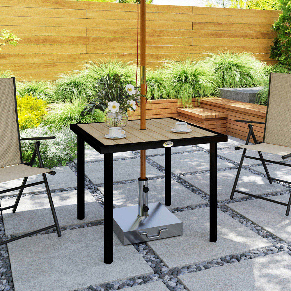 Outsunny 4 Seater Garden Table with Parasol Hole Brown Image 4