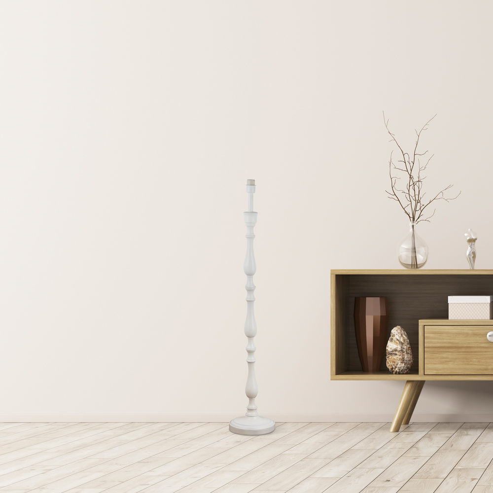 Lighting Collection Baldwin II White Candle Stick Spindle Floor Lamp Base 132cm Image 2