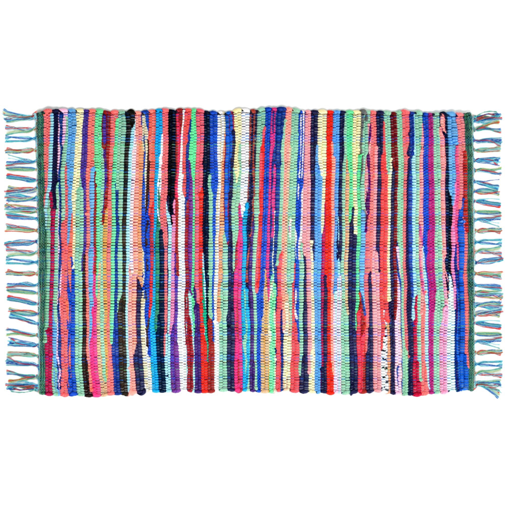 Allure Home Fashions Chindi Recycled Rag Rug with Fringe 60 x 90cm Image 1