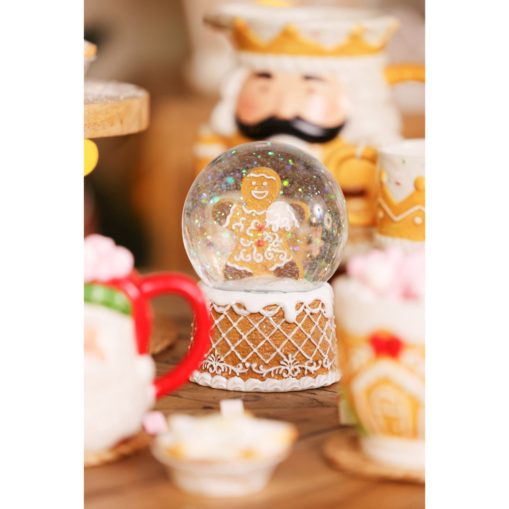 The Seasonal Gift Co. Santa and Friends Gingerbread Tree Snow Globe 15cm Image 2