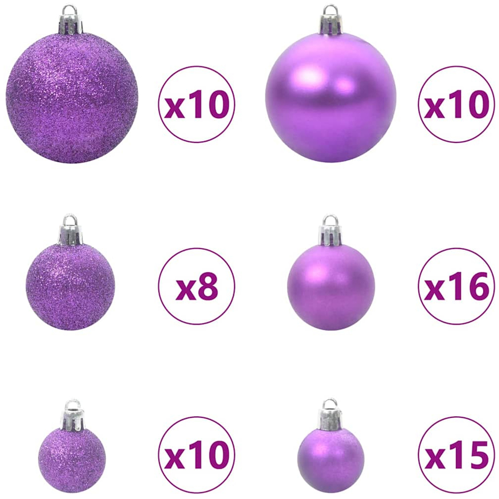 vidaXL Pre-Lit Lilac Baubles Green Artificial Snow Tipped Christmas Tree 6ft Image 9