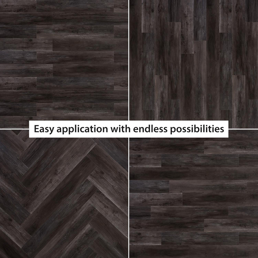 Walplus Charcoal Black Barnwood Oak Wood-Effect Vinyl Flooring 91.44 x 15.24cm 15 Pack Image 5