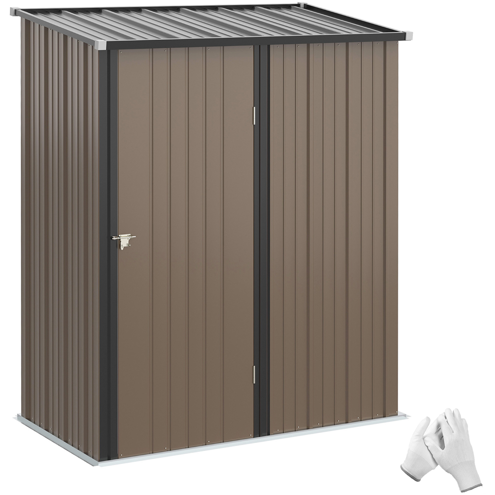 Outsunny 5.3 x 3.1ft Brown Metal Pent Garden Shed Image 1