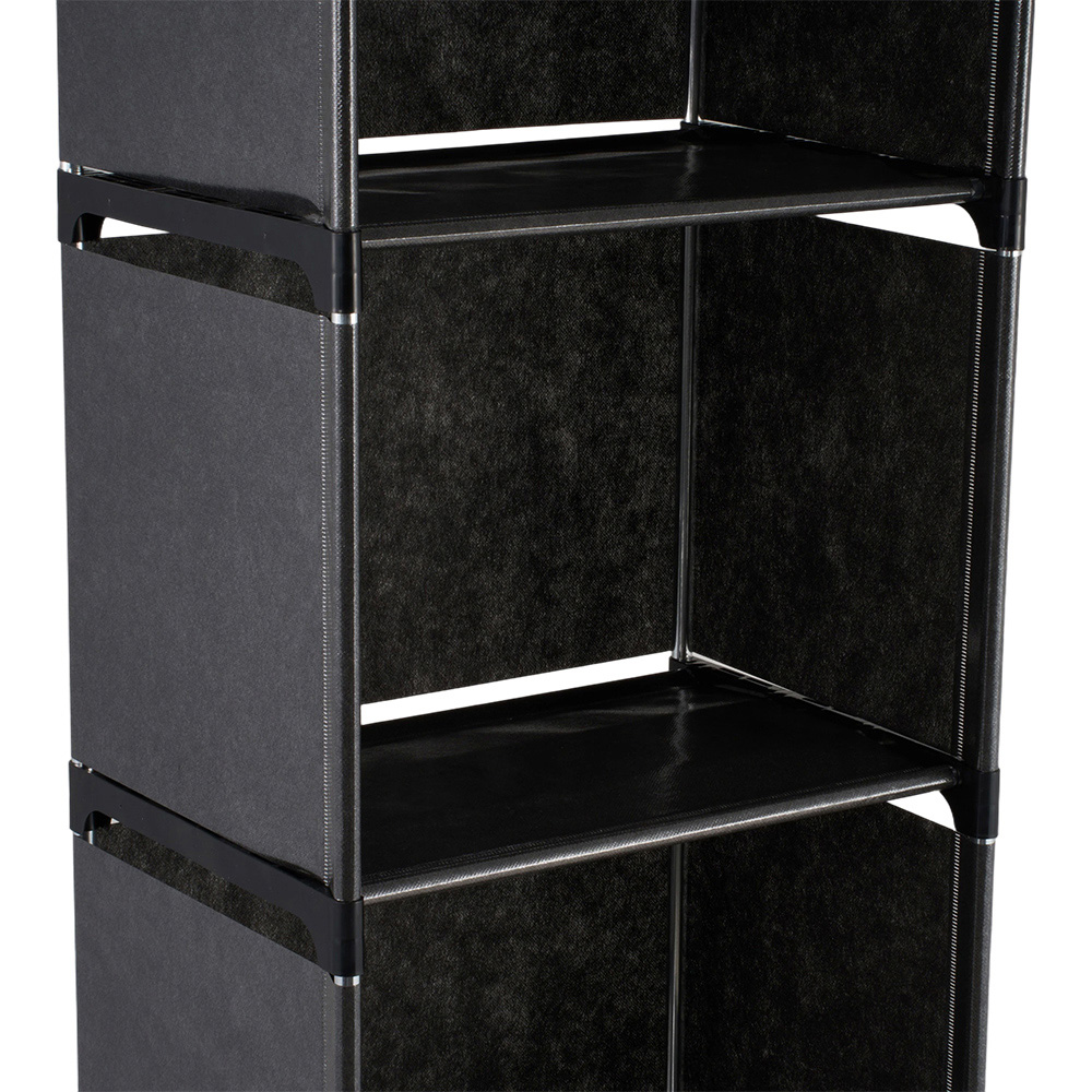 Living and Home 4-Tier Black Freestanding Portable Wardrobe with Curtain Image 4