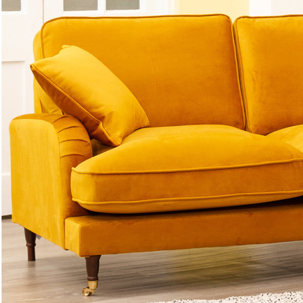 Mackenzie 3 Seater Mustard Velvet Large Right Hand Corner Sofa Image 2