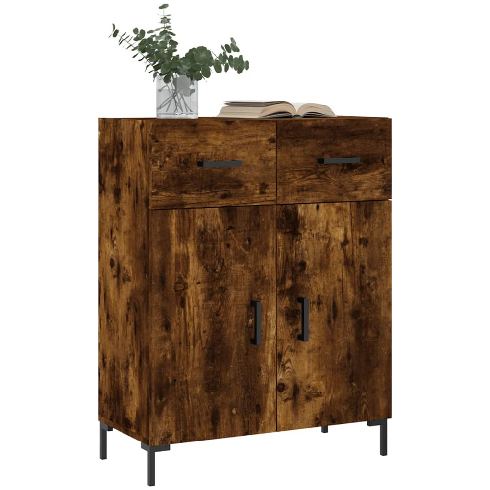 vidaXL 2 Door 2 Drawer Dark Brown Sideboard with Metal Legs Image 3
