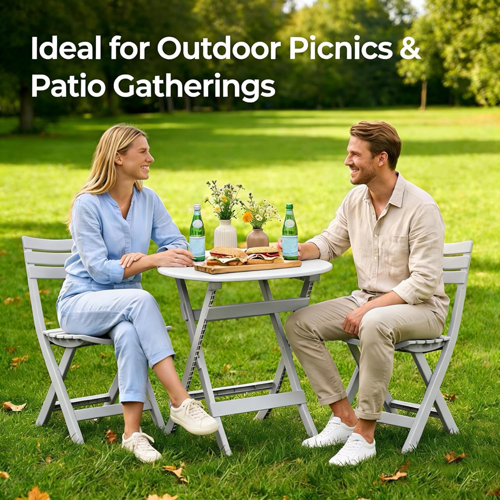 Alivio 2 Seater Grey Foldable Bistro Set Image 6