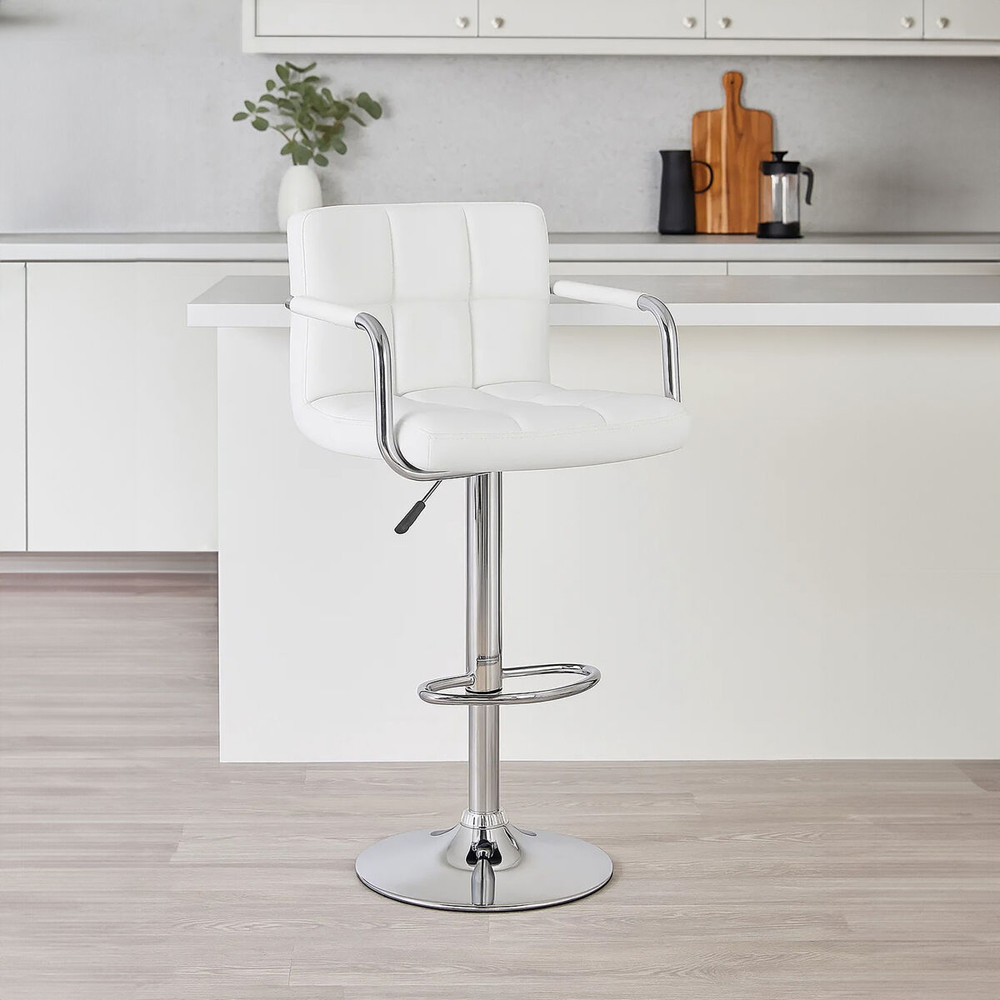 Premier Housewares Starz White Leather Effect Bar Chair Image 3