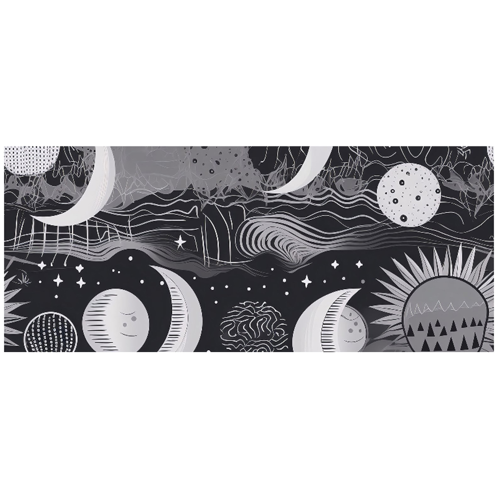 Warren Reed Designer Abstract Black White Moon and Sun Glass Bathroom Splashback 25 x 60cm Image 2