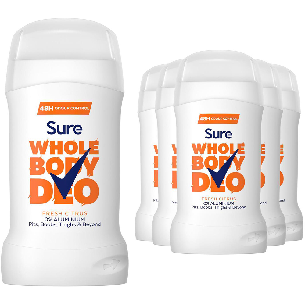 Sure Women Aluminium Free Whole Body Fresh Citrus Deodorant Stick 50ml 6 Pack Image 1