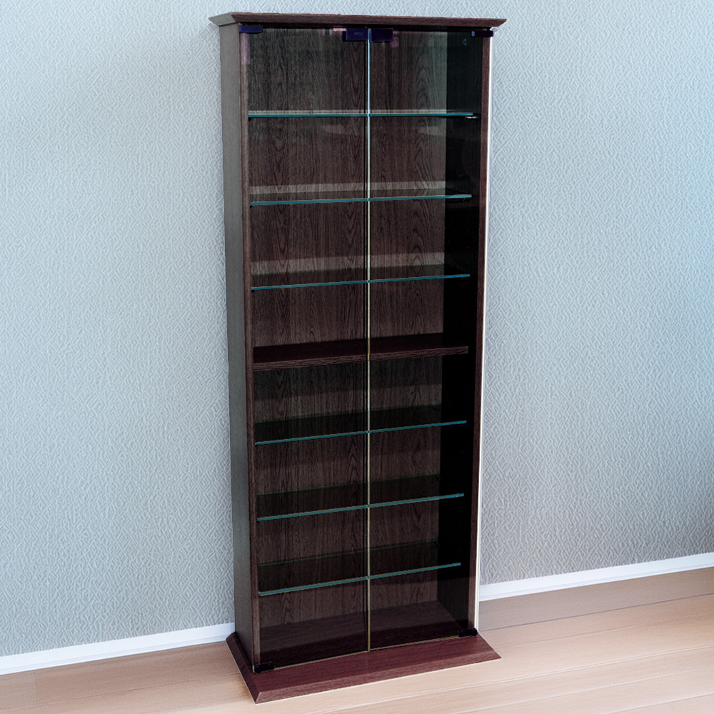 Watsons Boston Dark Oak 7 Shelf CD Book and Collectable Display Cabinet Image 1