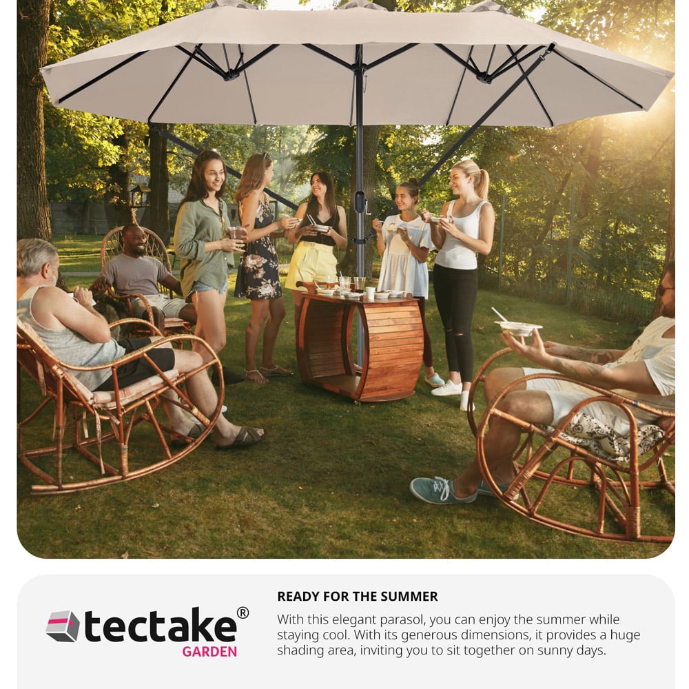 tectake Silia Beige Extra Wide Parasol 4.6 x 2.7m Image 8