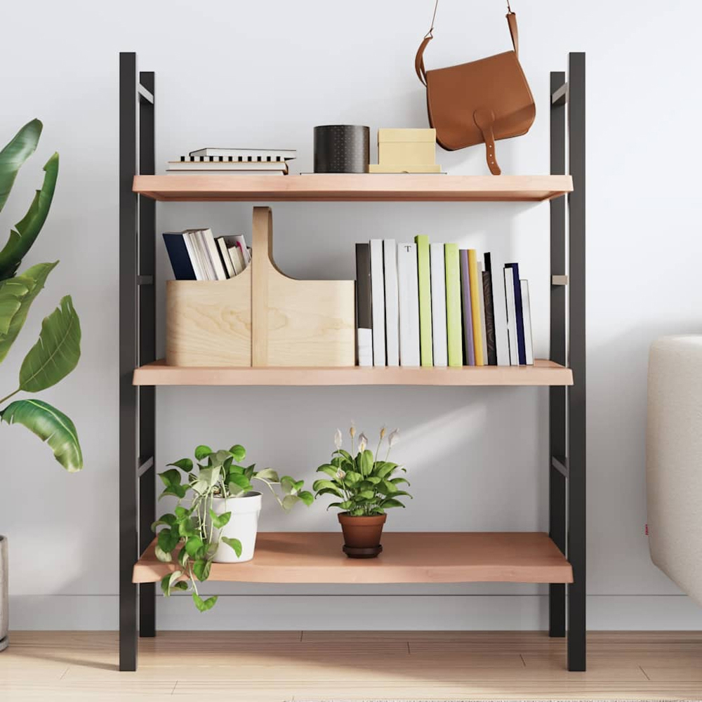 vidaXL 100cm Treated Live Edge Solid Oak Wood Floating Wall Shelf Image 2