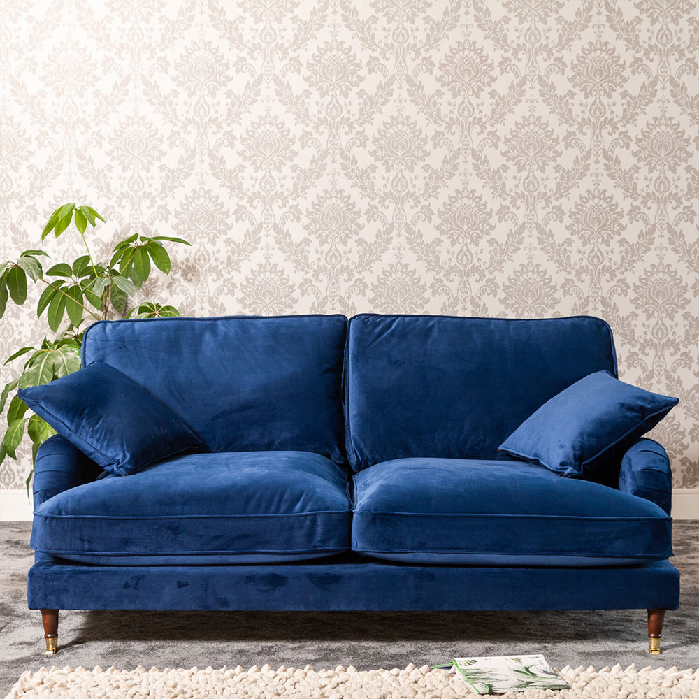 Mackenzie 2 Seater Blue Plush Velvet Sofa Image 4