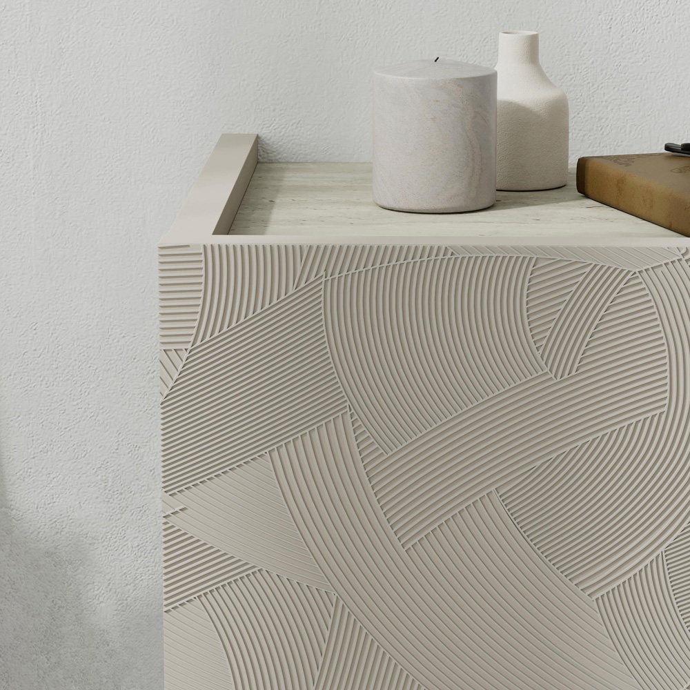 Decortie Onda Single Drawer Sandstone Wall-Mounted Bedside Table Image 3