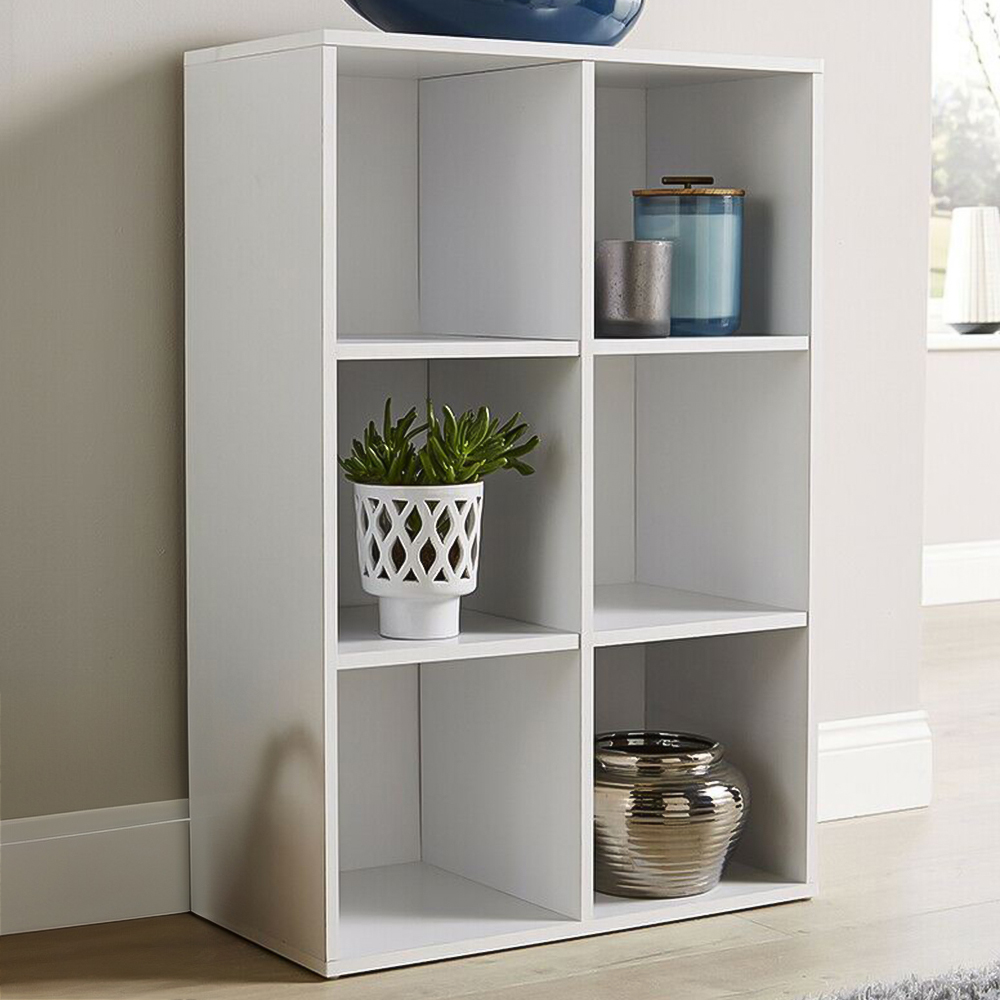 Home Source 6 Cube White Bookcase Image 1