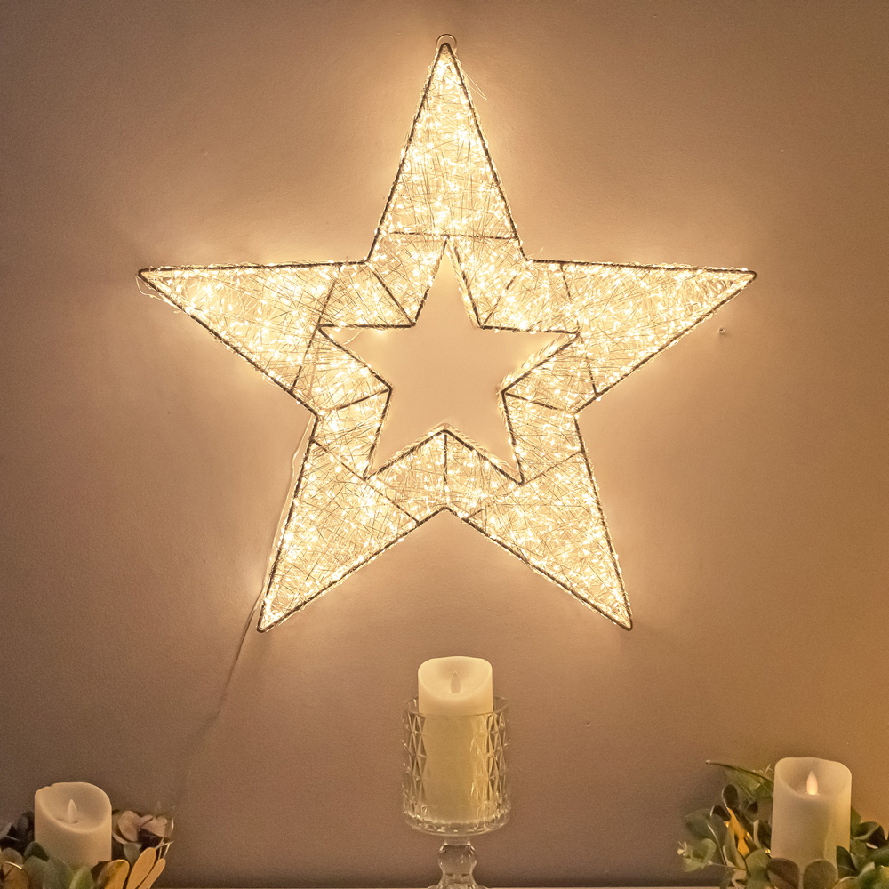 The Christmas Centre 6000 Warm White LED Micro Lights Pre-Lit Gold Light-Up Star 57cm Image 6