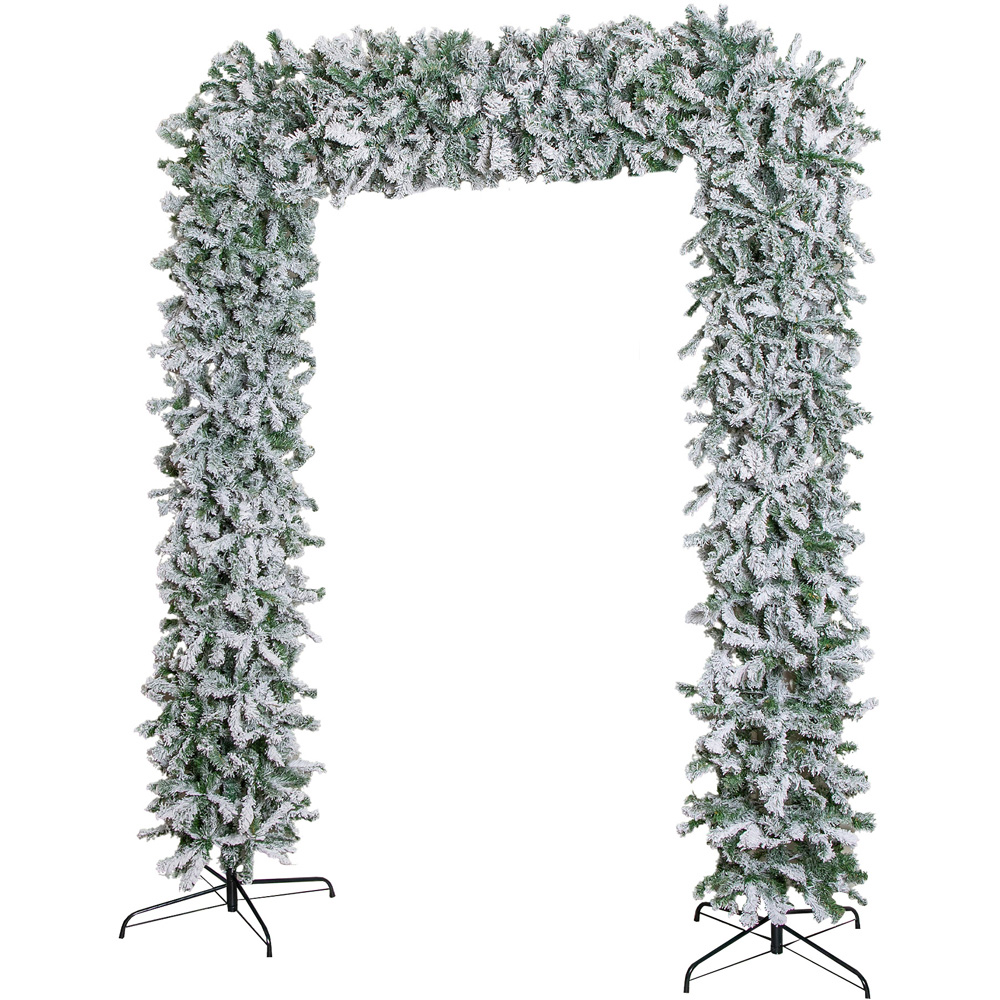 Samuel Alexander Single Door Snow Flocked Christmas Tree Flat Top Arch with 2000 Tips 8ft Image 1
