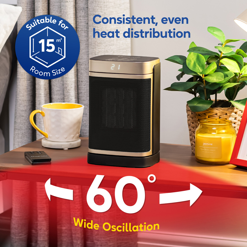 Russell Hobbs RHCH2001G Black and Gold Square Oscillating Ceramic Heater 1500W Image 5