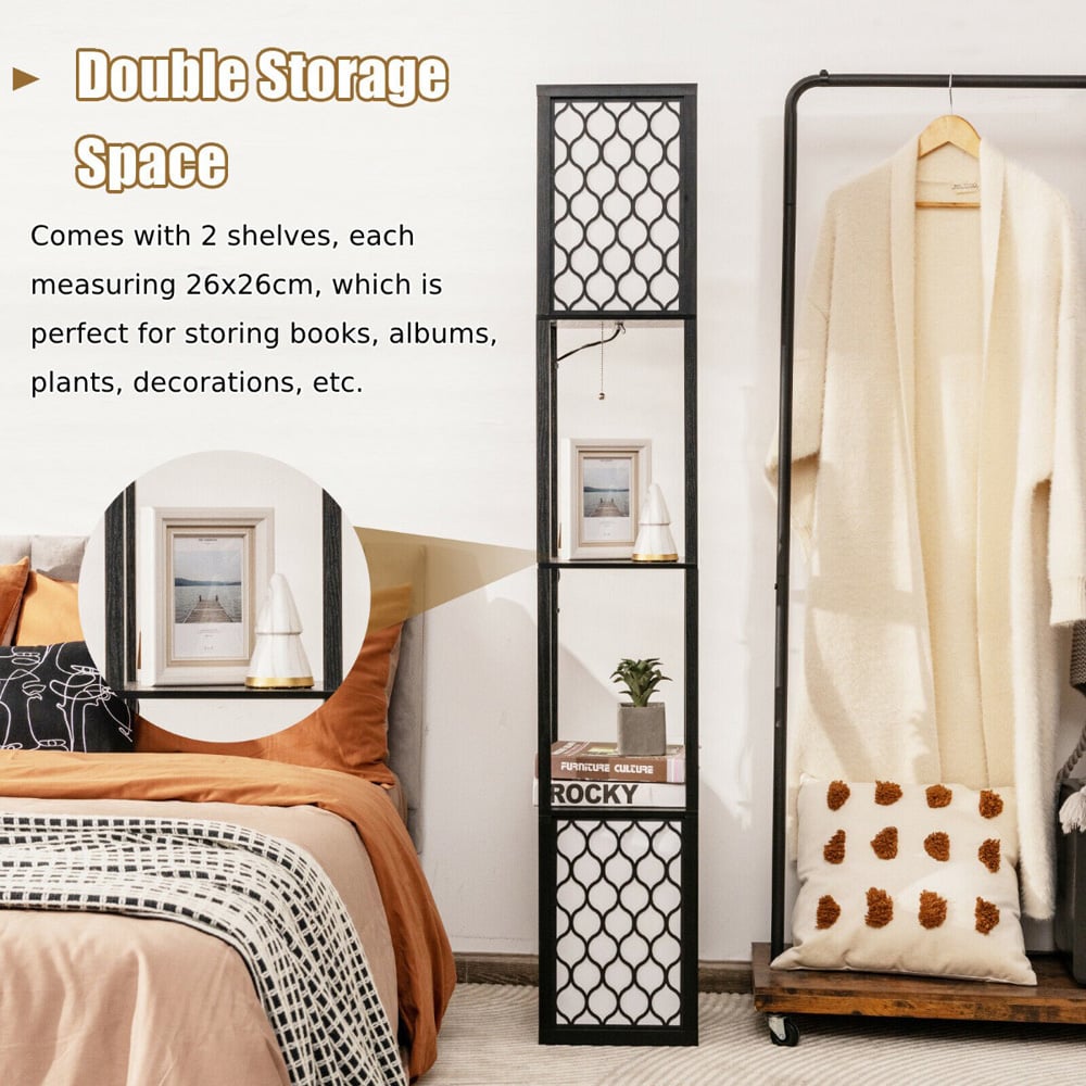 Costway 2 Shelf Storage Double Floor Lamp with Foot Switch Image 8