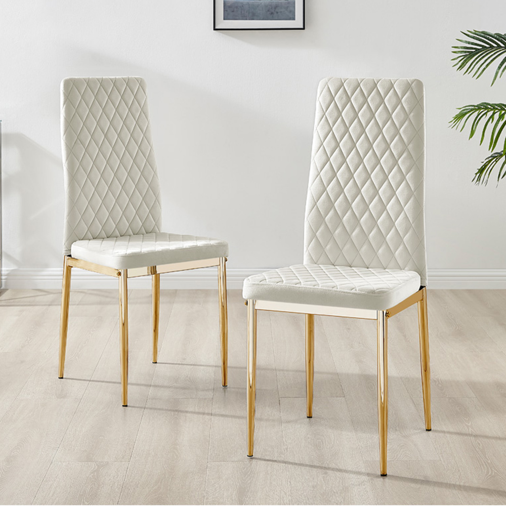 Furniturebox Lucia Valera 6 Seater Dining Set Black Gloss Cream and Gold Image 8