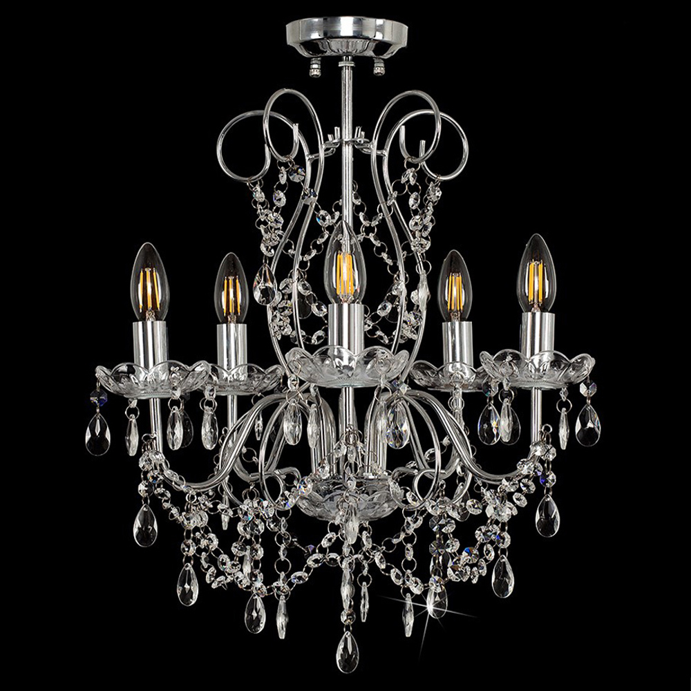 ValueLights 5 Way Crystal Droplet Chandelier Image 5