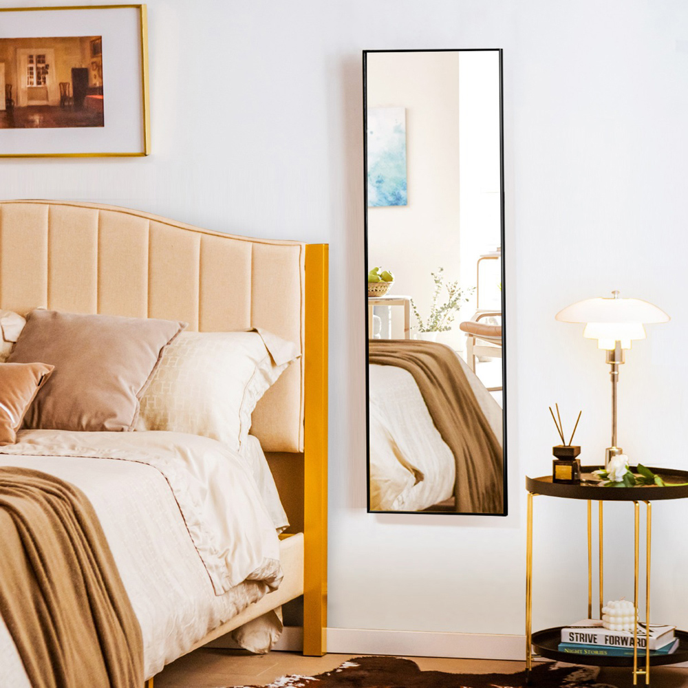 Costway Black Full Length Wall Hanging Mirror with Adjustable Hook Image 3