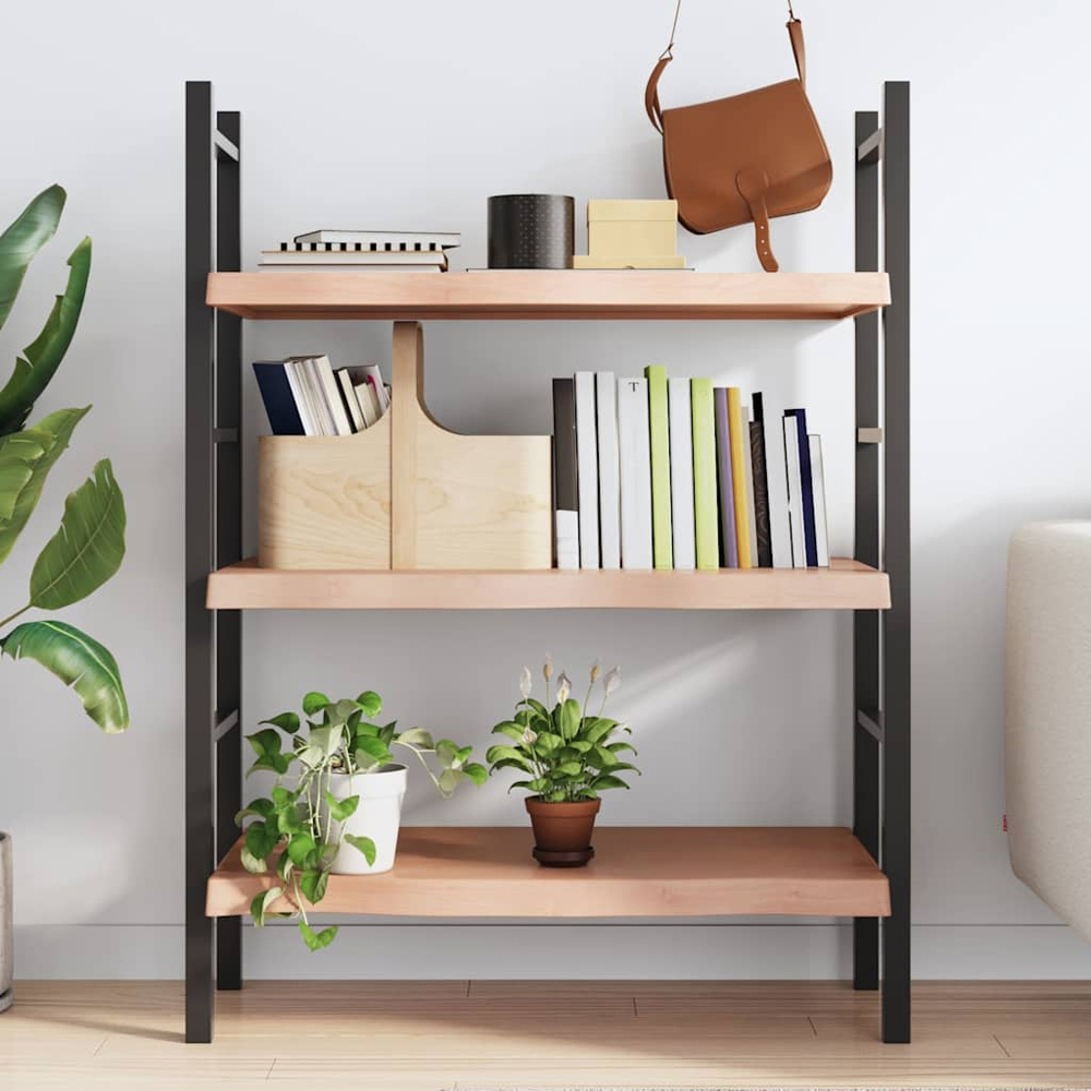 vidaXL 100cm Light Brown Treated Solid Oak Wood Floating Wall Shelf Image 2