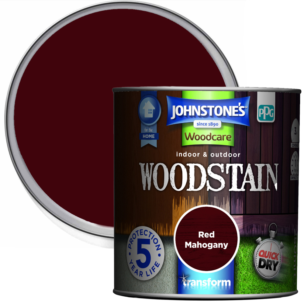 Johnstone's Quick Drying Red Mahogany Woodstain 250ml Image 1