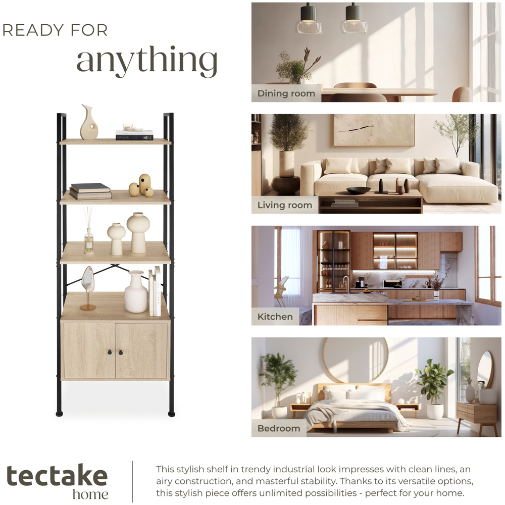 tectake Brentwood 4 Open Shelf Oak Sonoma Ladder Shelving Unit Image 7