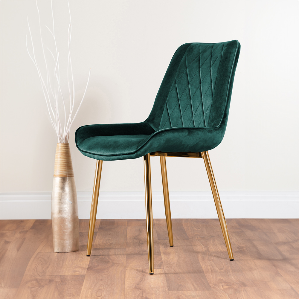 Furniturebox Copeland Cesano Marble Effect 6 Seater Dining Set White Green and Gold Image 3