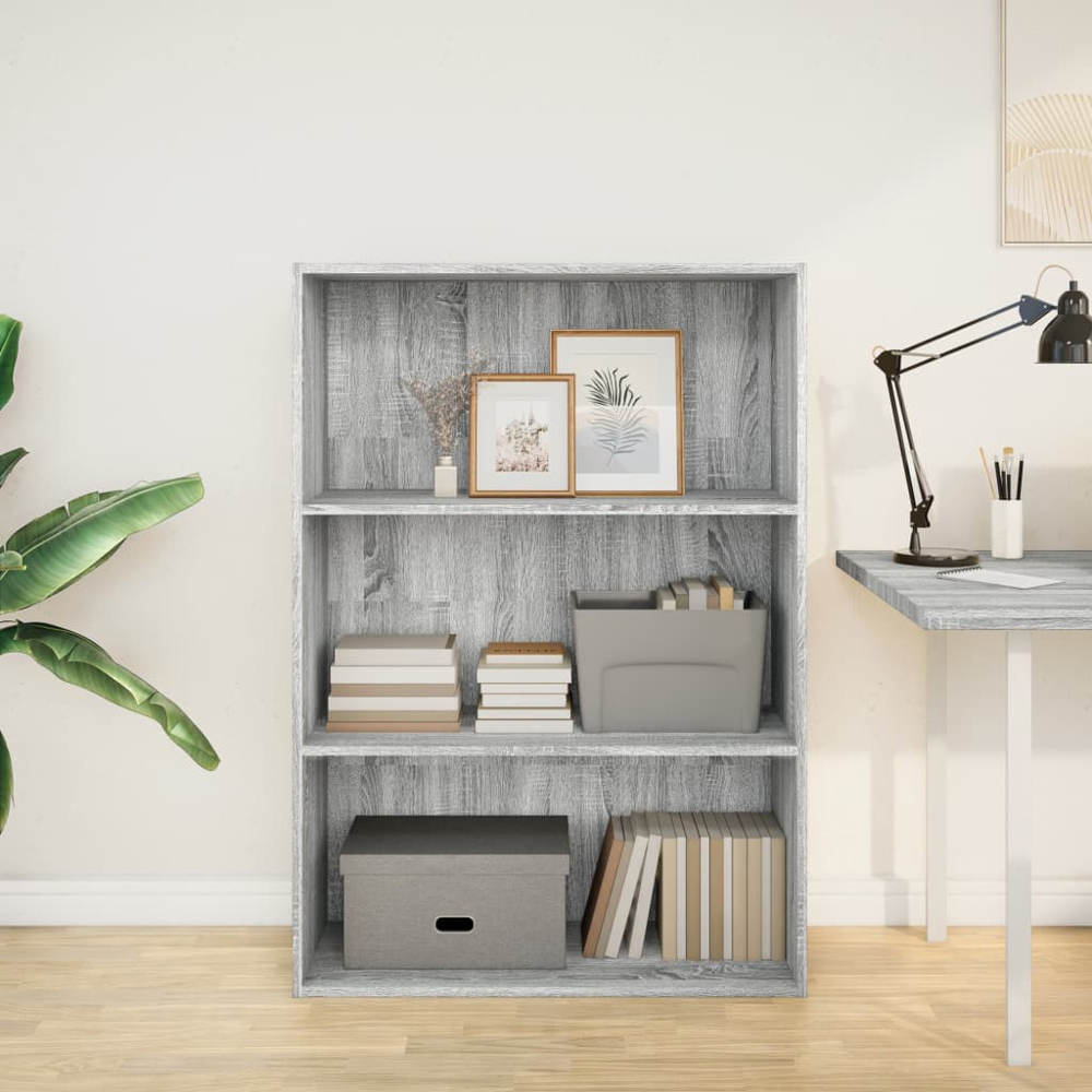 vidaXL 3 Shelf Grey Sonoma Bookcase Image 7