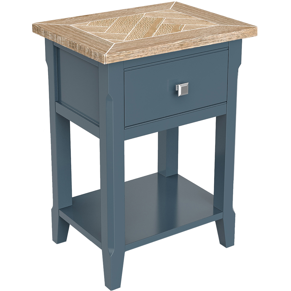 Baumhaus Signature Single Drawer and Shelf Blue Lamp Table Image 2