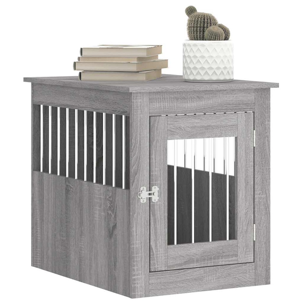 vidaXL Grey Sonoma Engineered Wood Dog Crate Furniture 65 x 55 x 75cm Image 4