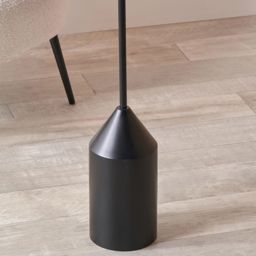 Pacific Lifestyle Oscar Natural Linen Shade Black Metal Structured Floor Lamp Image 3
