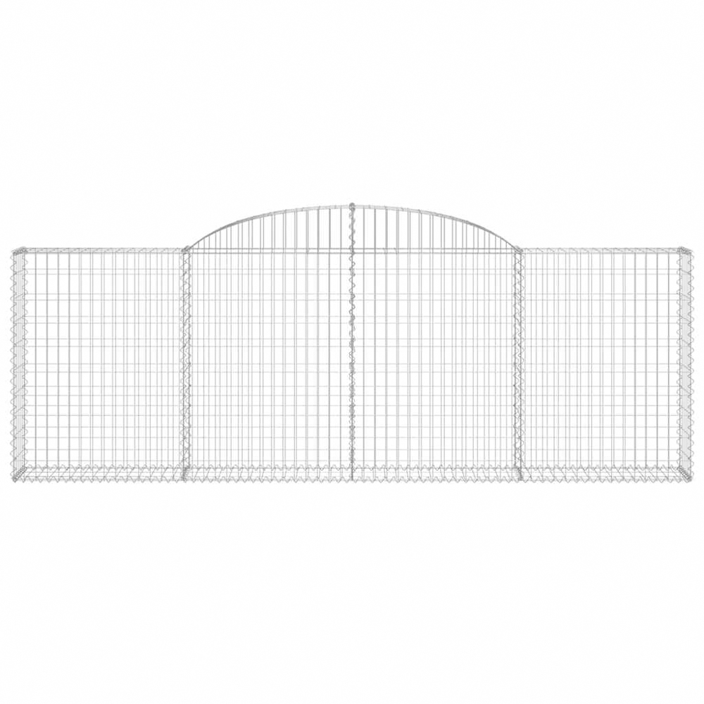 vidaXL Silver Galvanised Iron Arched Gabion Basket 300 x 30 x 100/120cm 8 Pack Image 2